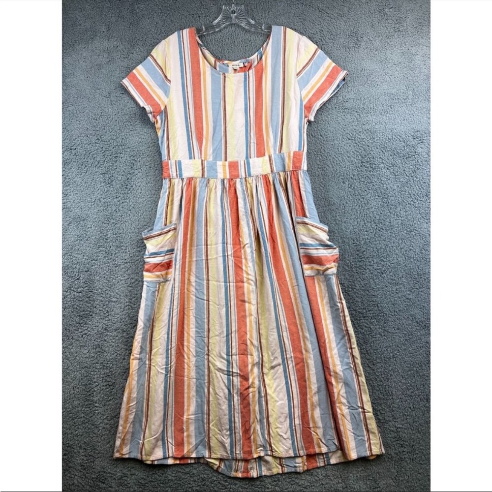 Spring 🌸☀️🌷 A New Approach - multicolor striped linen dress